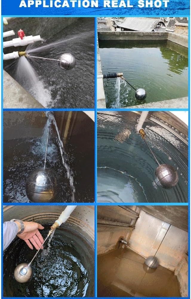 1/2, 3/4, 1, 1-1/4 Válvula De Flotador Ajustable De Acero Inoxidable 304 Tanque De Agua Interruptor De Flotador De Codo Depósito De Flujo Torre De Agua, 1/2 Inch, 1pcs