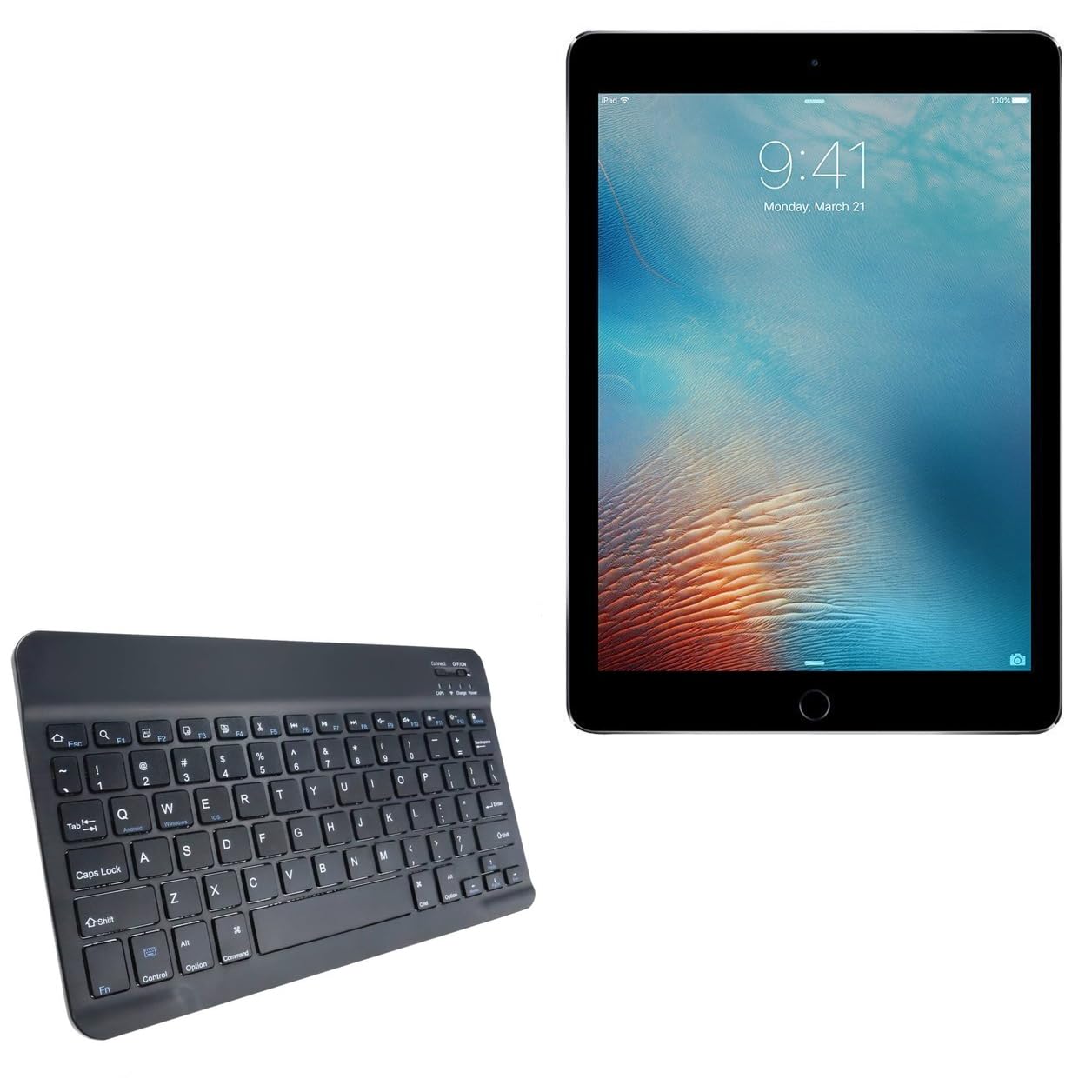 BoxWave Keyboard Compatible with iPad Pro 9.7 (2016) - SlimKeys Bluetooth Keyboard, Portable Thin with Chiclet-Style Keys - Jet Black