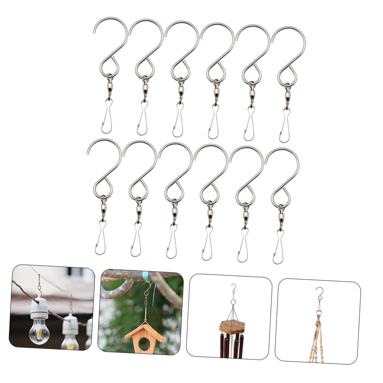 Toddmomy 4 Set Gancio in Acciaio Inossidabile Ganci Da Giardino Per Appendere Sospeso Ganci Per Appendere Clip Di Ganci Girevoli Piccoli Moschettoni Girevoli Argento 12 Pezzi * 4