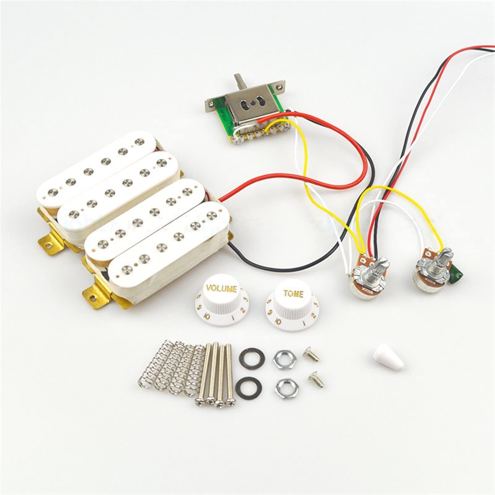 Wycieczki Na Gitarze Z 3 Drogi Konwerter Gitarowy 500k Potencjometru Wiązki Wiązki Przewody Wstępne Pickup Gitary Elektrycznej Zestaw odbioru (Color : White)