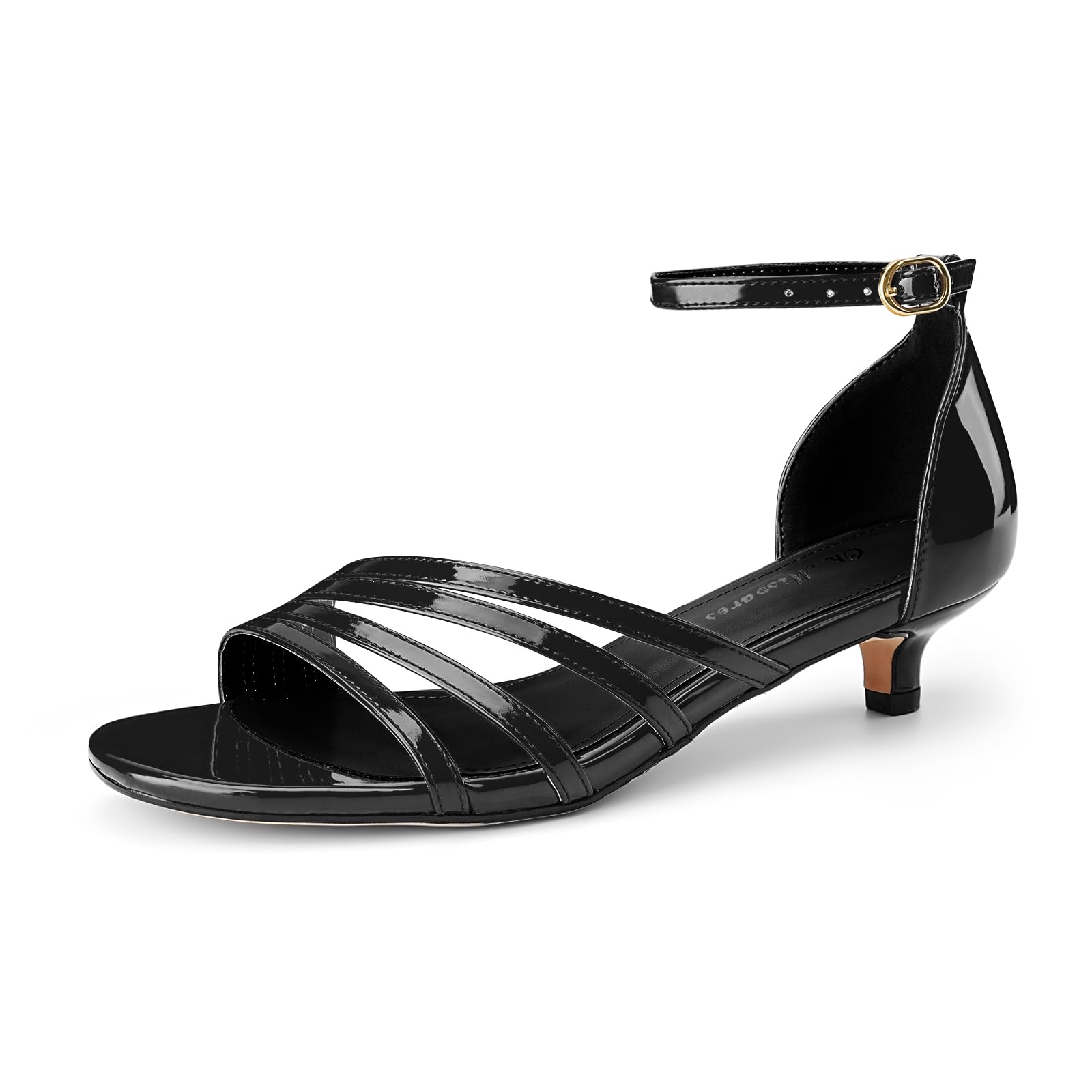 Oh Mispares Women’s Kitten Heel Sandals Round Open Toe Comfortable Strappy Low Heels Adjustable Ankle Strap Buckle Party Prom Office Casual Dress