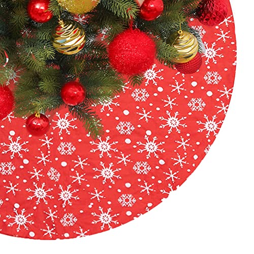 SUOHINAO Weihnachtsbaum Rock,122cm Weihnachts baumdecke Christbaumdecke Weißes Kunstfell Rot Cover