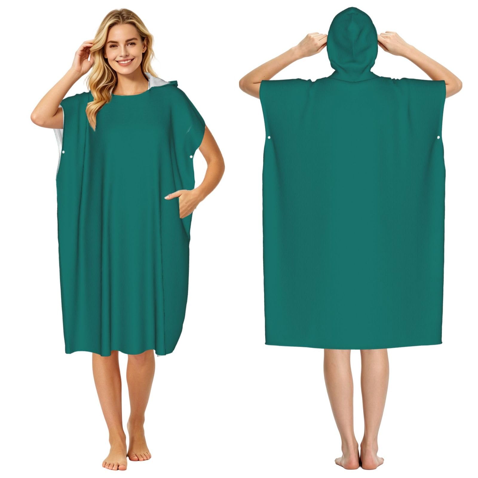 KLGRTJHK Green Adult Hooded Beach Poncho Towel 43"X35"