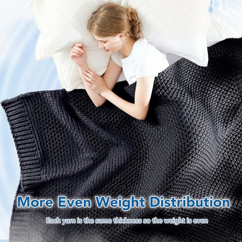 Topcee Knitted Weighted Blanket - 60"x80" 15lbs Queen Size Cooling Chunky Knit Heavy Blanket for Adults Cable Yarn Knit Decorative No Beads Soft Cozy and Cooling Weighted Throw Machine Washable