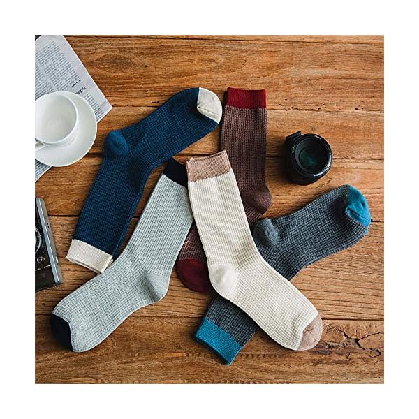 100% Cotton Crew Socks for Men,Mens Cotton Knitted Plain Socks for Work and Casual(Pack of 5) - Image 3