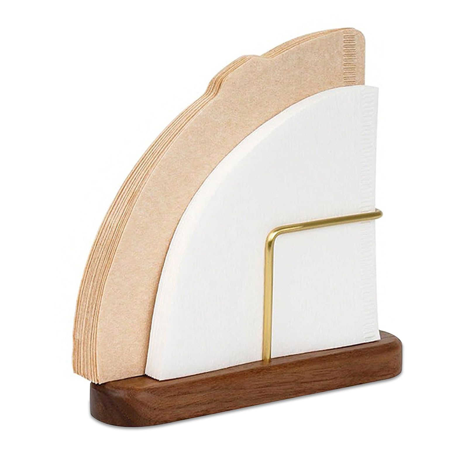 Coffee Filter Holder, Walnut Paper Rack Cone Paper Container Stand Wood Coffee Filterpaper Organizer Filtering Stand for Hand Brewed Coffee