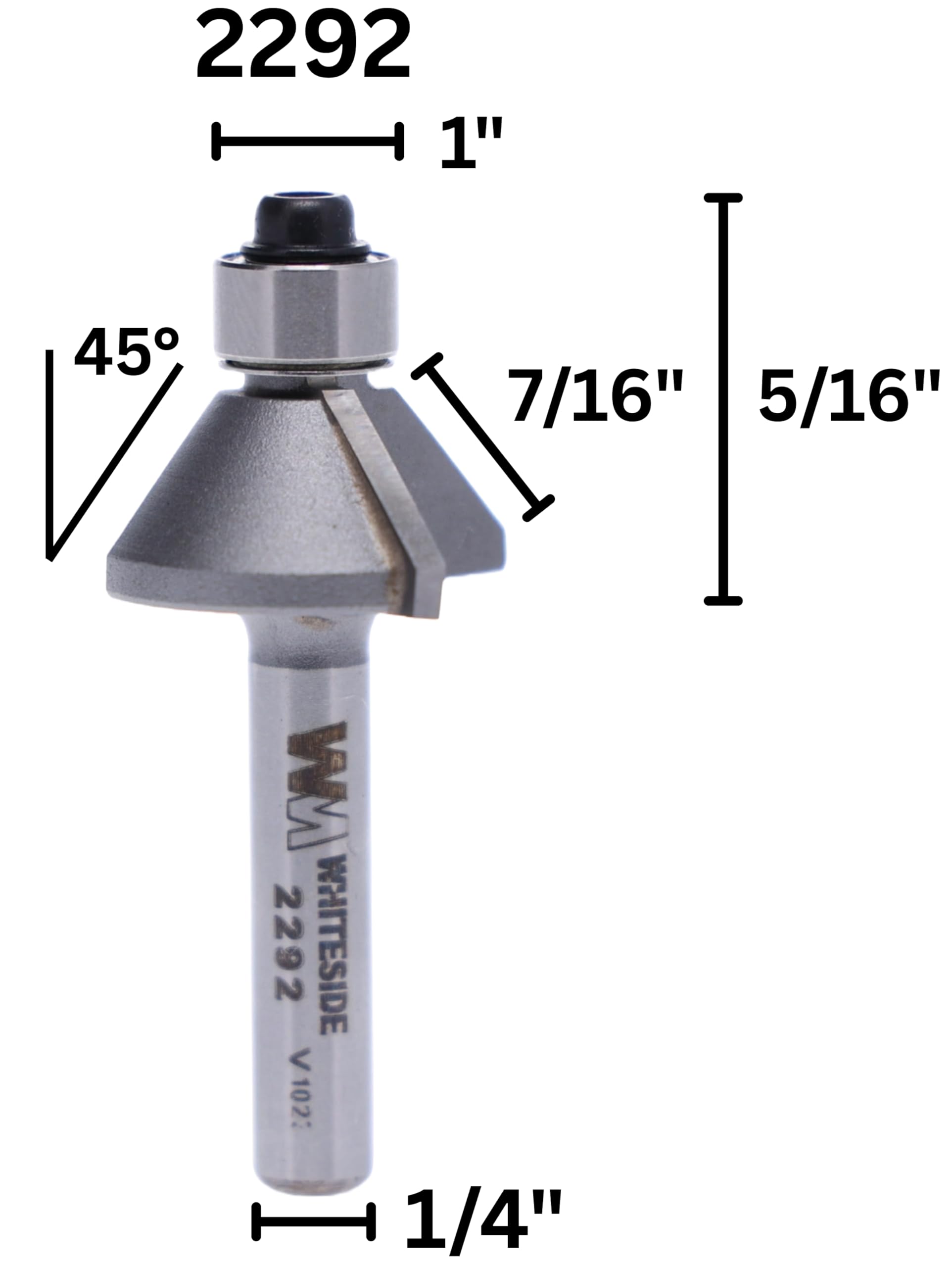 Amazon.com: Whiteside 2292 45 Degree Chamfer Router Bit: 45 Degree