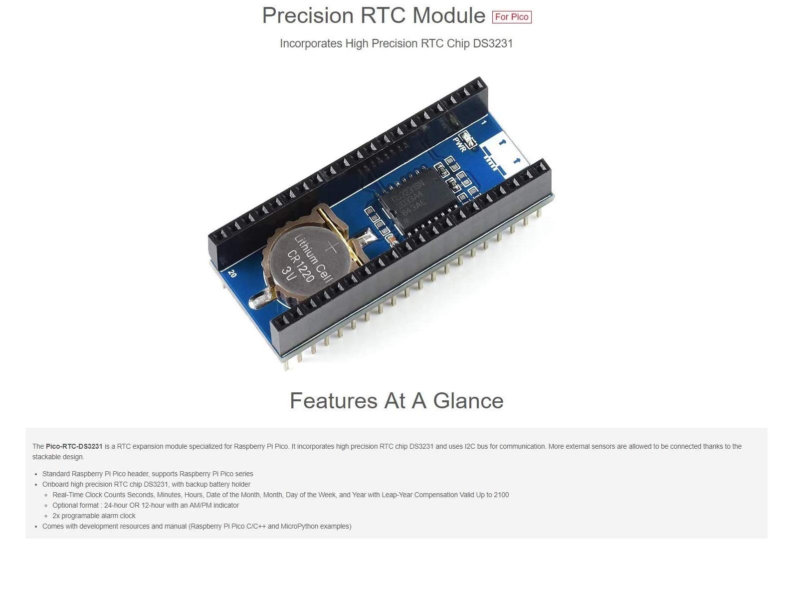 Module Rtc Arduino Präzisions RTC Modul Für Raspberry Pi Pico, DS3231 ...