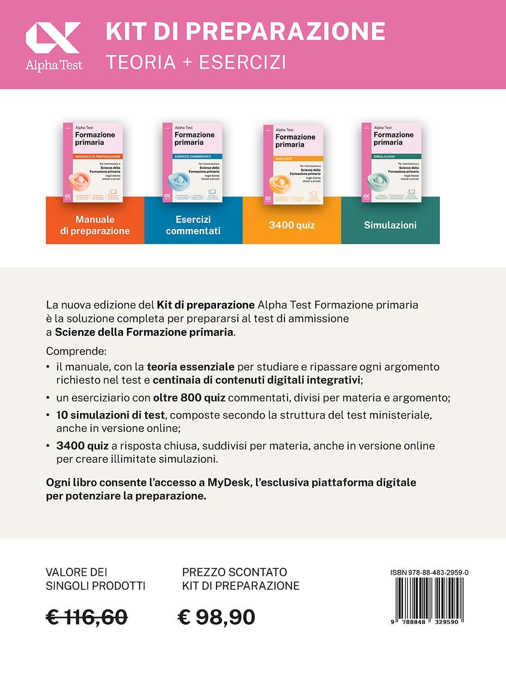 Alpha Test. Formazione primaria 2026-2027. Kit di preparazione. Per il test di ammissione a Scienze della Formazione Primaria. Con piattaforma digitale e simulatore online