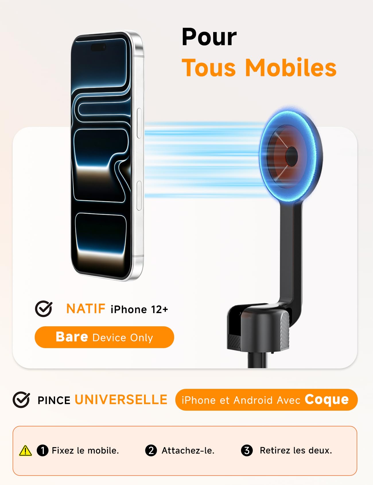 ANXRE 180 cm Magnétique Trepied Smartphone,Perche a Selfie,Kits Photo Vidéo