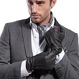 MATSU Men's Deerskin Leather Cashmere Lined Driving Gloves