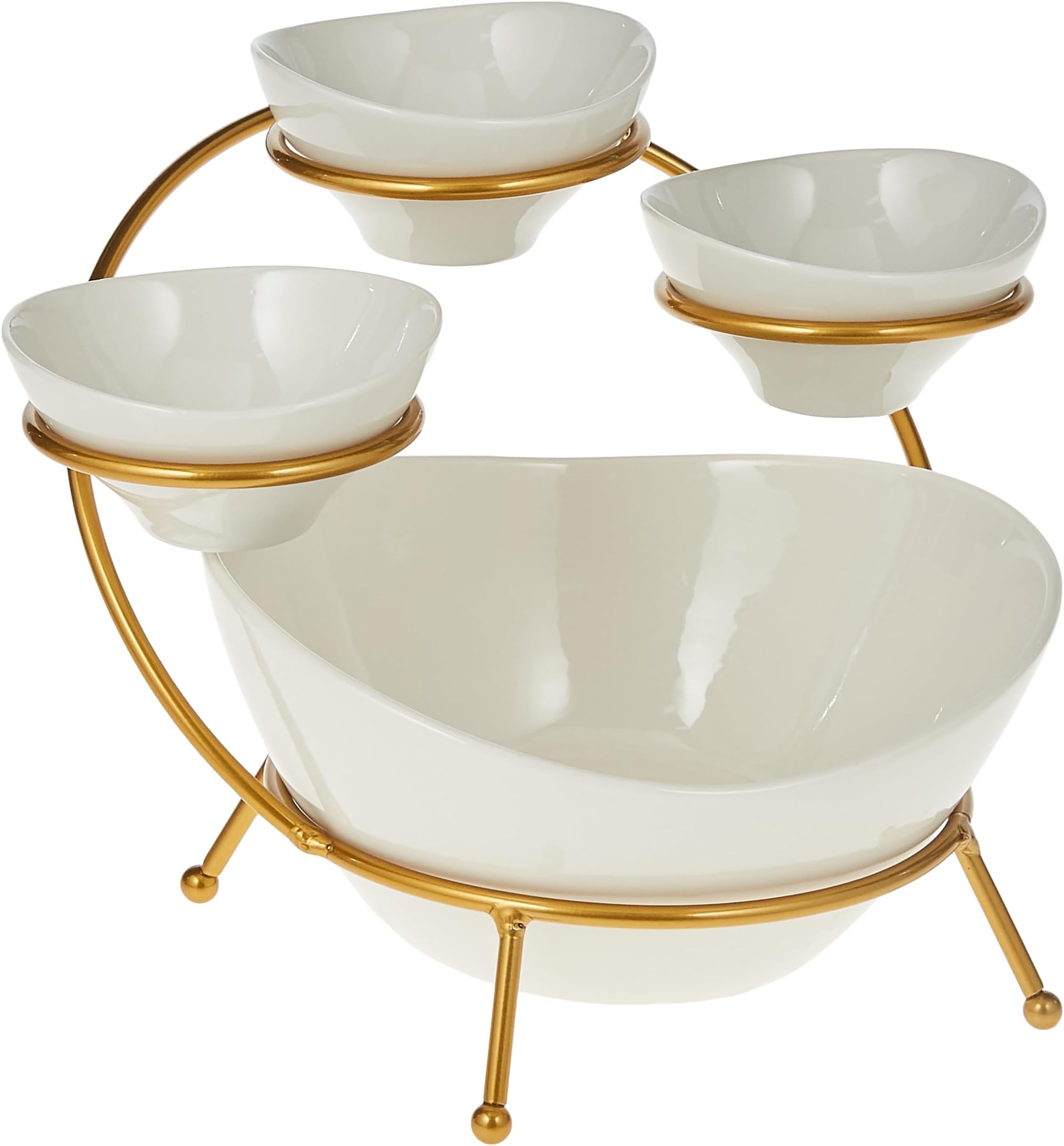 Bone China Shallow Chip and Dip Serving Bowl with Stand 7.5"/3.75"