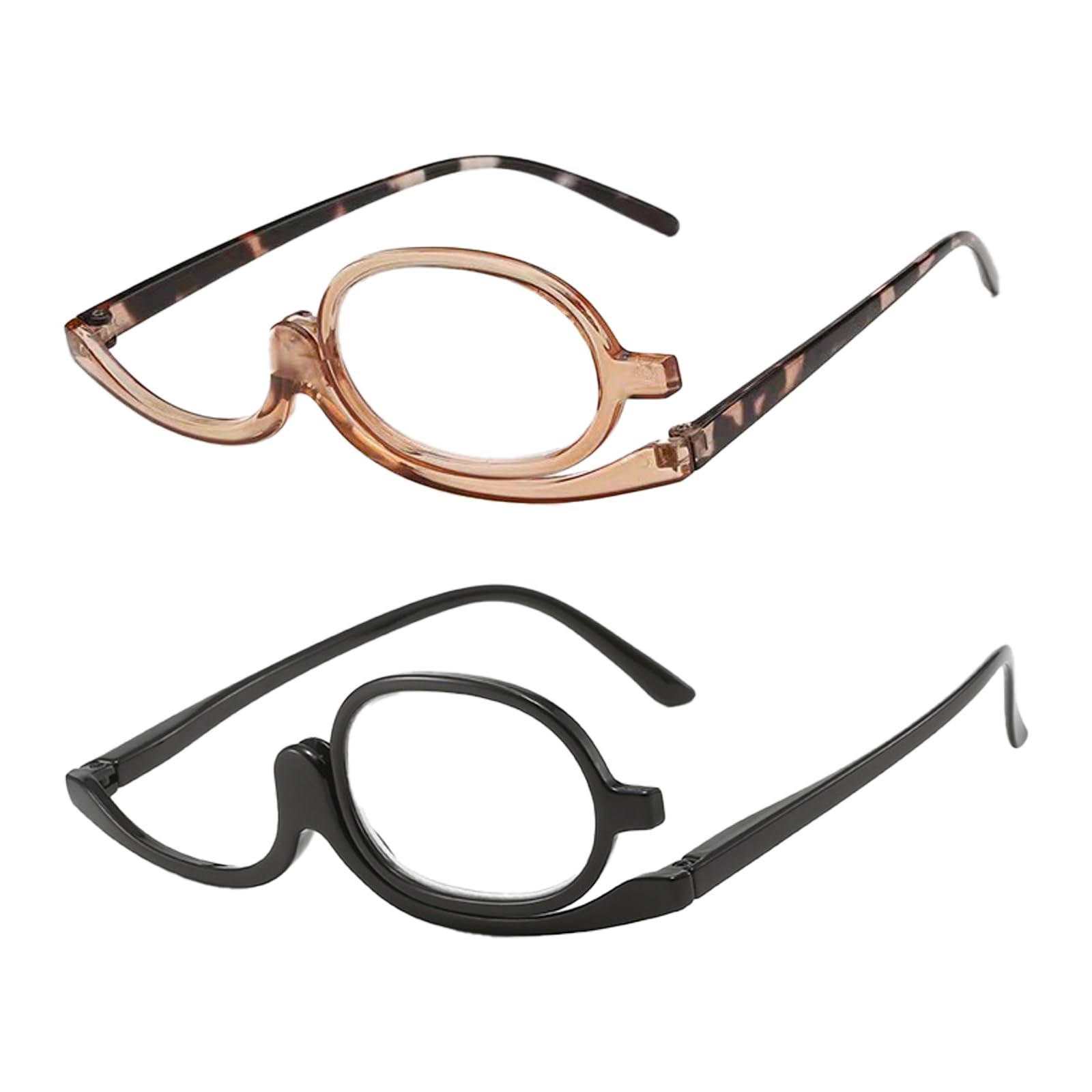 RANYAKE Gafas de Aumento 2,5x HD con Lente Abatible, Set de 2 Monturas Negro y Carey, PC Ultraligera, para Lectura y Maquillaje