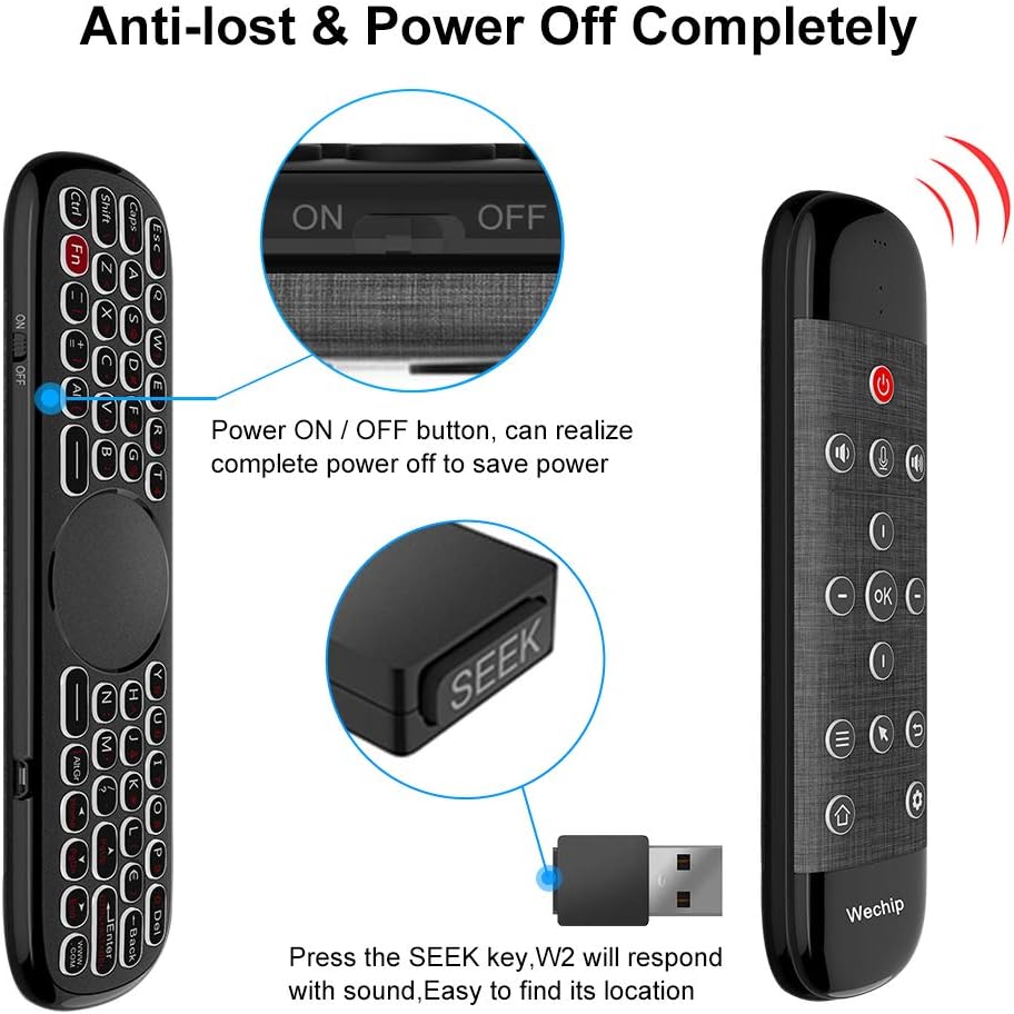Air Mouse,WeChip W2Pro Backlit Mini Wireless Keyboard,Voice Remote Control,2.4G IR Learning Remote for Android TV Box/PC/HTPC/IPTV/Windows/MAC OS/Projector