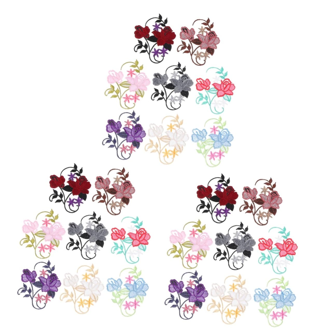 Uonlytech 3 Set Adesivi in Tessuto Ricamato Di Fiori Cucire Floreale Applicazione Cerotti Toppe Per Jeans Patch Per Abbigliamento Accessori in Stoffa Patch Di Fiori Ricamati 8 Pezzi*3