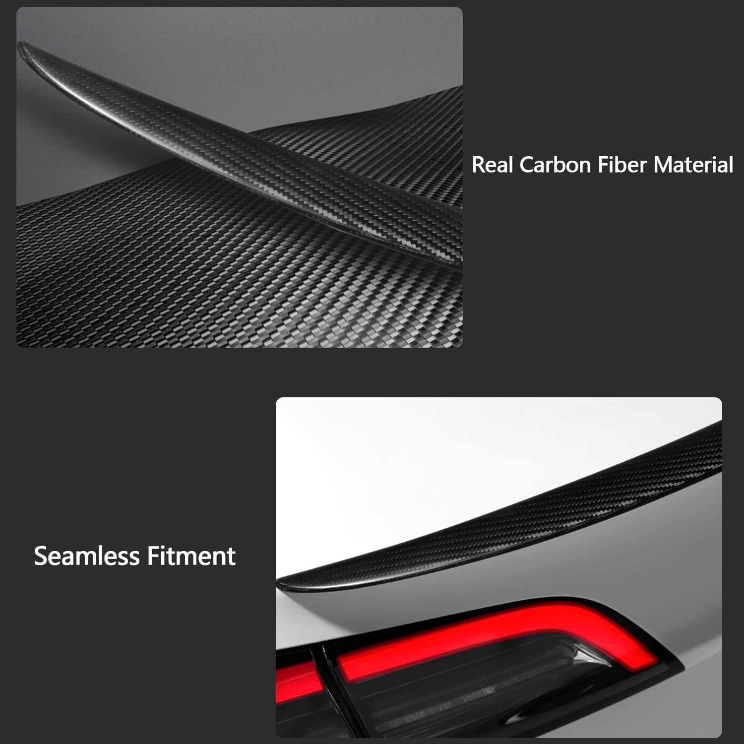 Alerón Trasero para Tesla Model 3 Highland Performance Spoiler Original Trunk Wing ABS 2024 2025 2026 Model 3 Highland Accesorios (Fibra de Carbono Brillante)