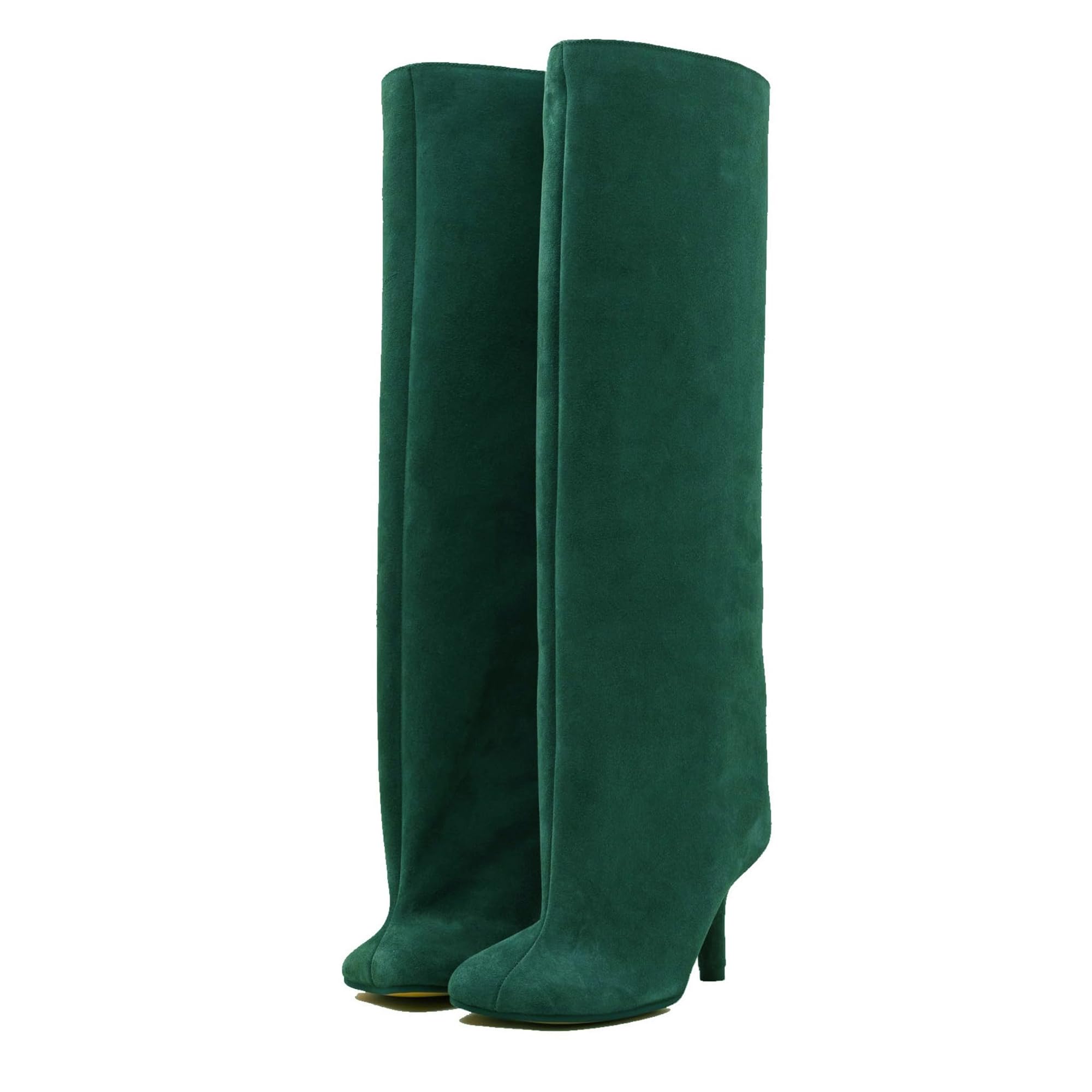 DOBOYG Suede Knee High Boots for Women Thigh High Boots Wide Calf Square Toe Stiletto Tall Boots