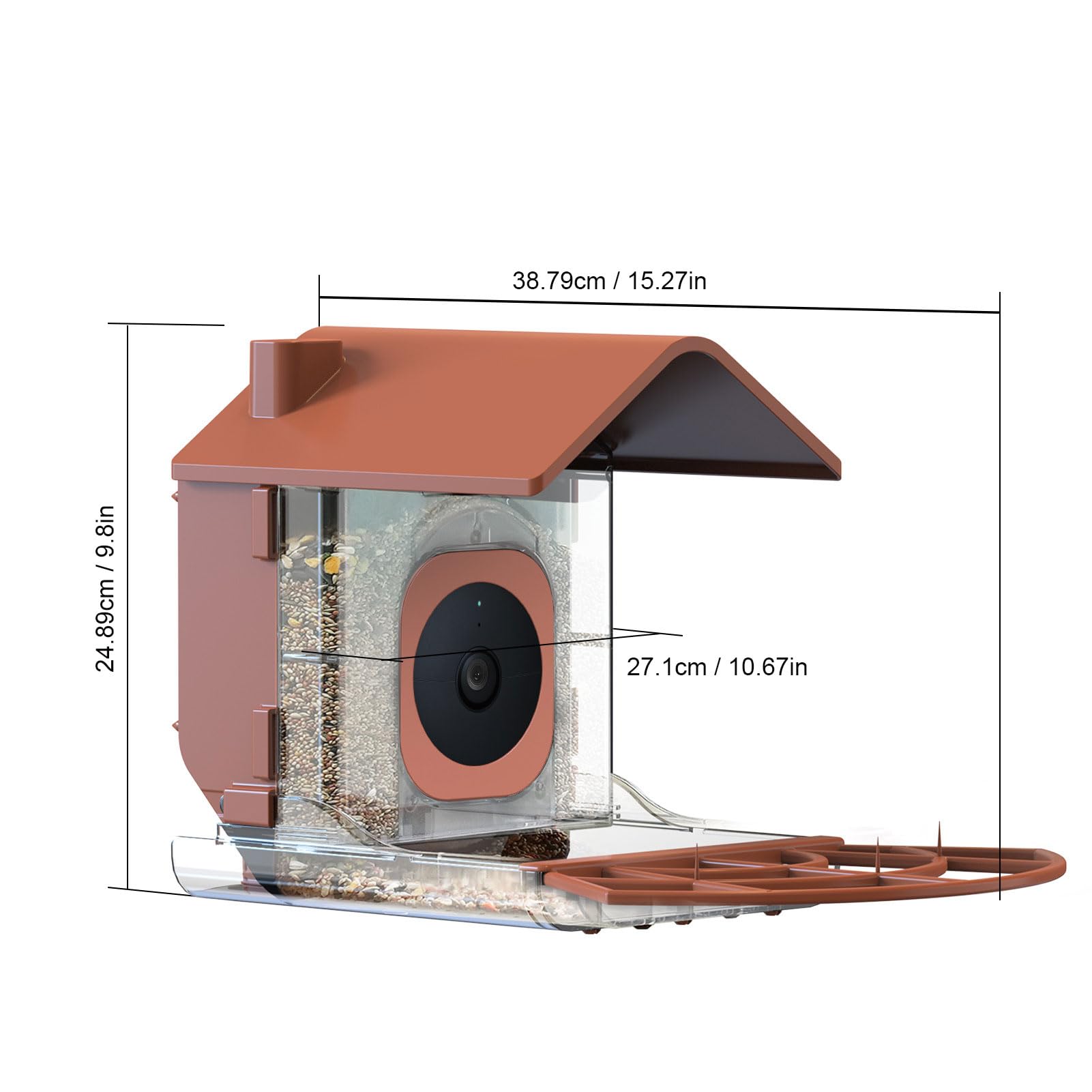 Mangiatoia per Uccelli da Esterno con Custodia per Fotocamera per il Birdwatching Facile Installazione e Angolo Regolabile per Telecamere di Sicurezza, Mangiatoia per Uccelli da 2 Litri per