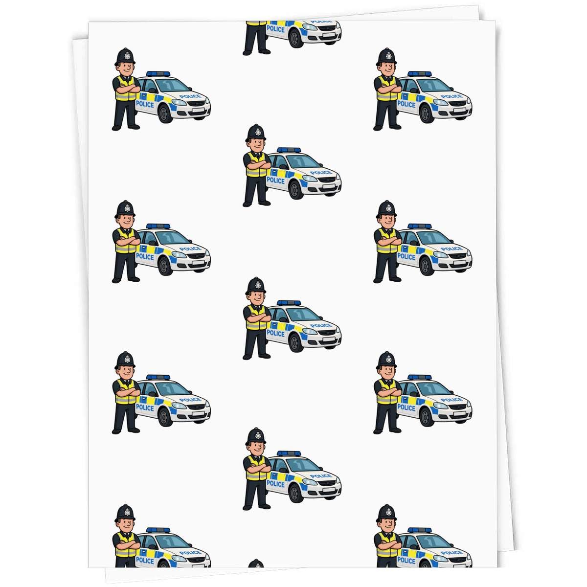 Azeeda 5 x 'Police Officer & Car' Gift Wrap Paper (GI00121920)