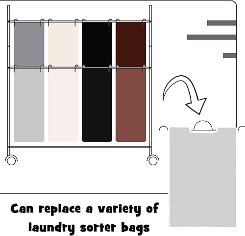 Miniatura 4 de Bolsas de repuesto para clasificar la ropa sucia, bolsas de repuesto extraíbles, bolsa organizadora de almacenamiento de lavandería, sin ganchos,