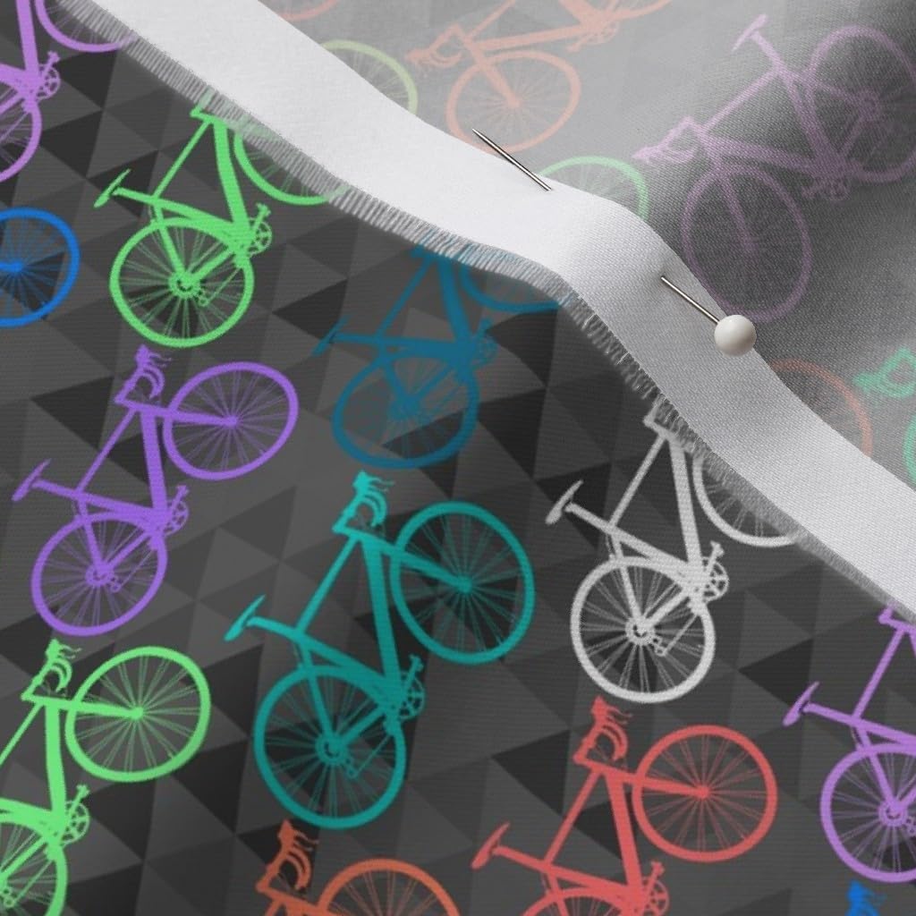 Spoonflower Fabric - Bicycle Bike Cycling Bright Printed on Organic Cotton Sateen Fabric by The Yard - Sewing Quilting Apparel Home Decor