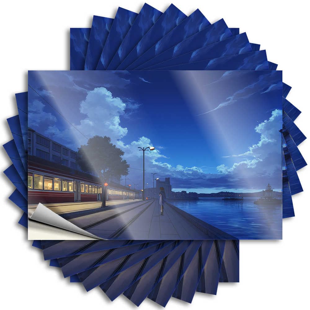 Fzfn Men's Colour Decal Fire, Billiards Hat Evening Train By The Waterfront | Room Decor(6X9cm)