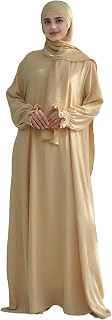 Abaya Muslim Dress Women Prayer Dress Long Sleeve Loose Maxi Modest Islamic Clothes with Hijab Scarf