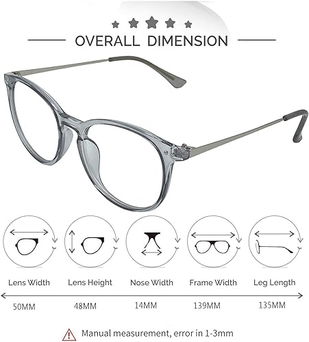 Miniatura 6 de Lentes falsos de lente transparente sin receta para mujeres y hombres, lentes redondos retro con marco de metal