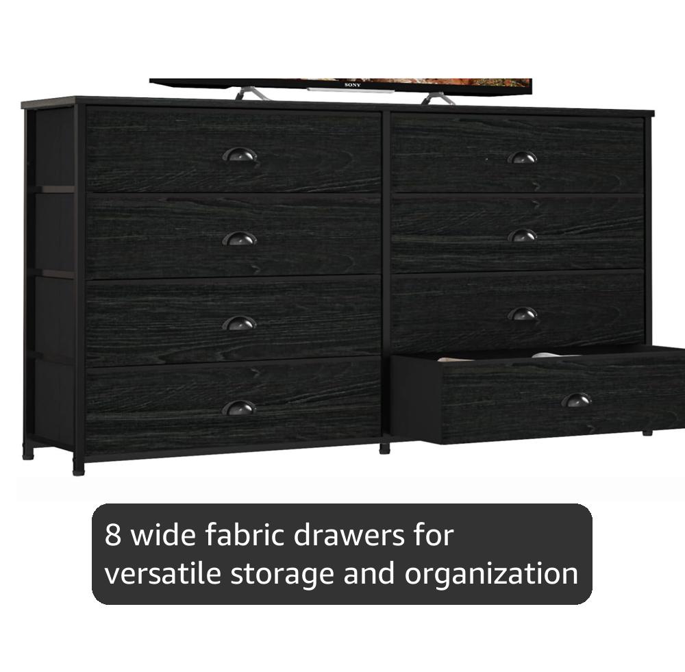 55 inch black dresser 55" Smart TV Stand & Dresser | 10-Drawer Storage w/ LED Lights & Outlets
