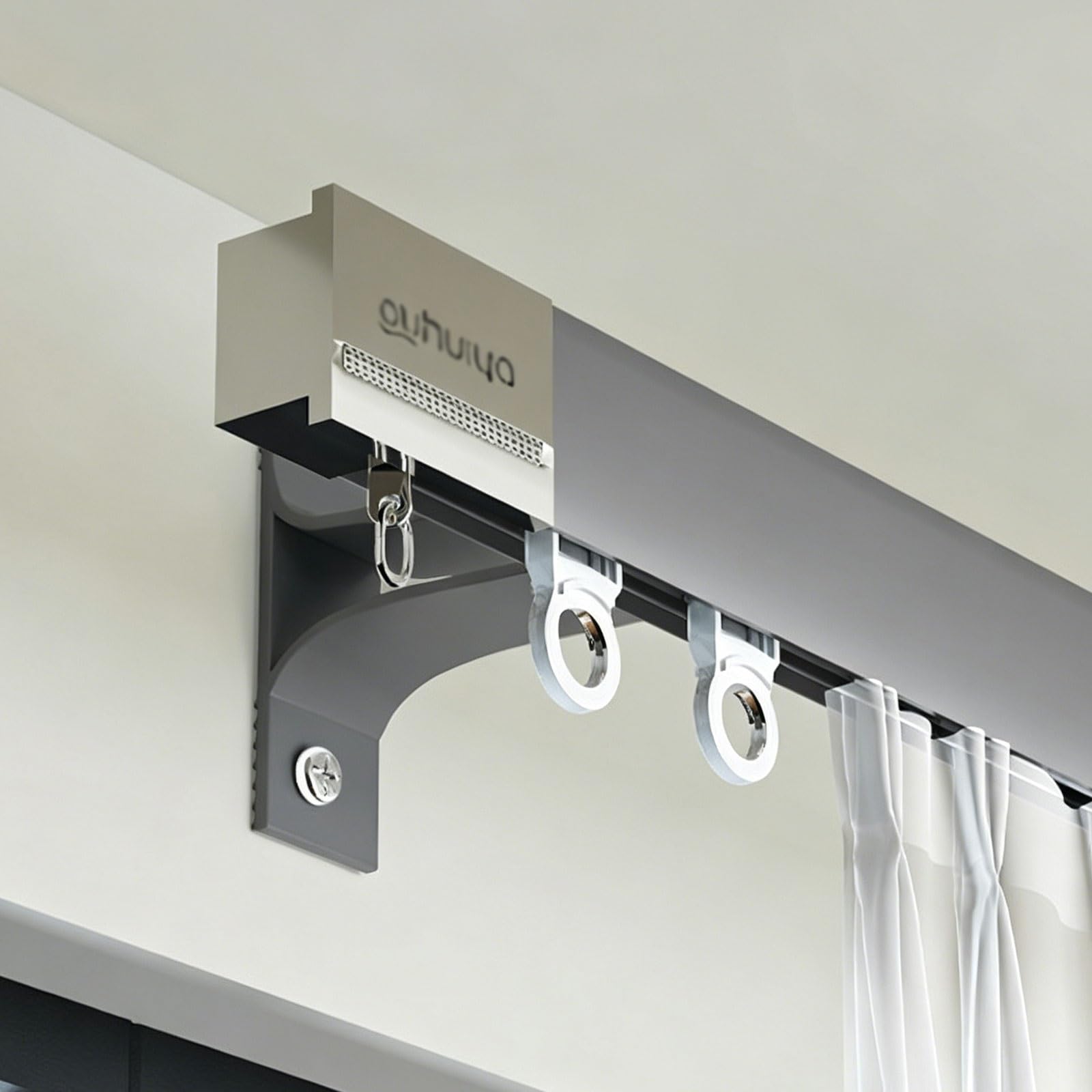 Gray Wall Mount Curtain Track Heavy Duty Aluminum Curtain Tracks Rods Silent Smooth Easy To Install Premium Strength Aluminum For Living Room, Bedroom(,1.2M/3.9Ft)