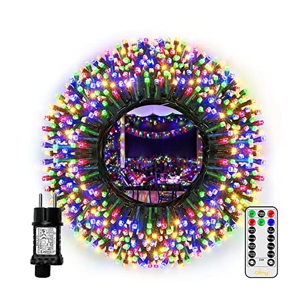 Ollny lichterkette außen 50m - 500 LED lichterkette weihnachtsbaum mit Fernbedienung Timer, IP44 Lichterkette mit Memory…
