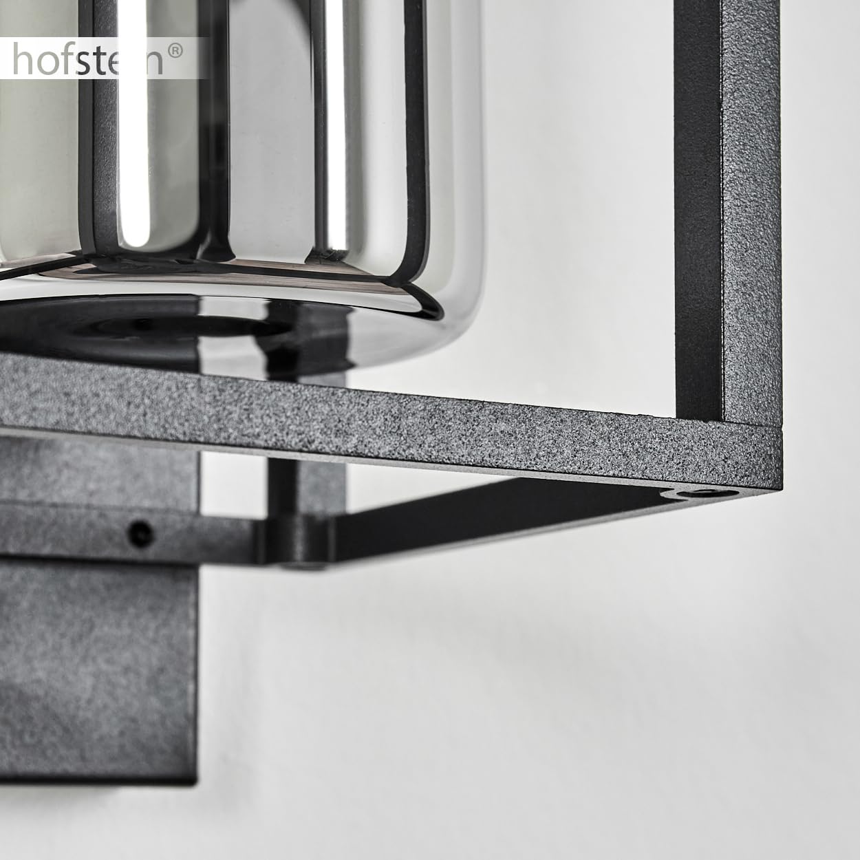 HOFSTEIN Außenwandleuchte Boucinho, Außenwandlampe aus Metall/Glas in Schwarz/Rauch, Wechselglas Klar, Wandleuchte Down außen mit tollem Lichteffekt, E27, IP44, Hof, Außenbereich, Terrasse, Haustüre