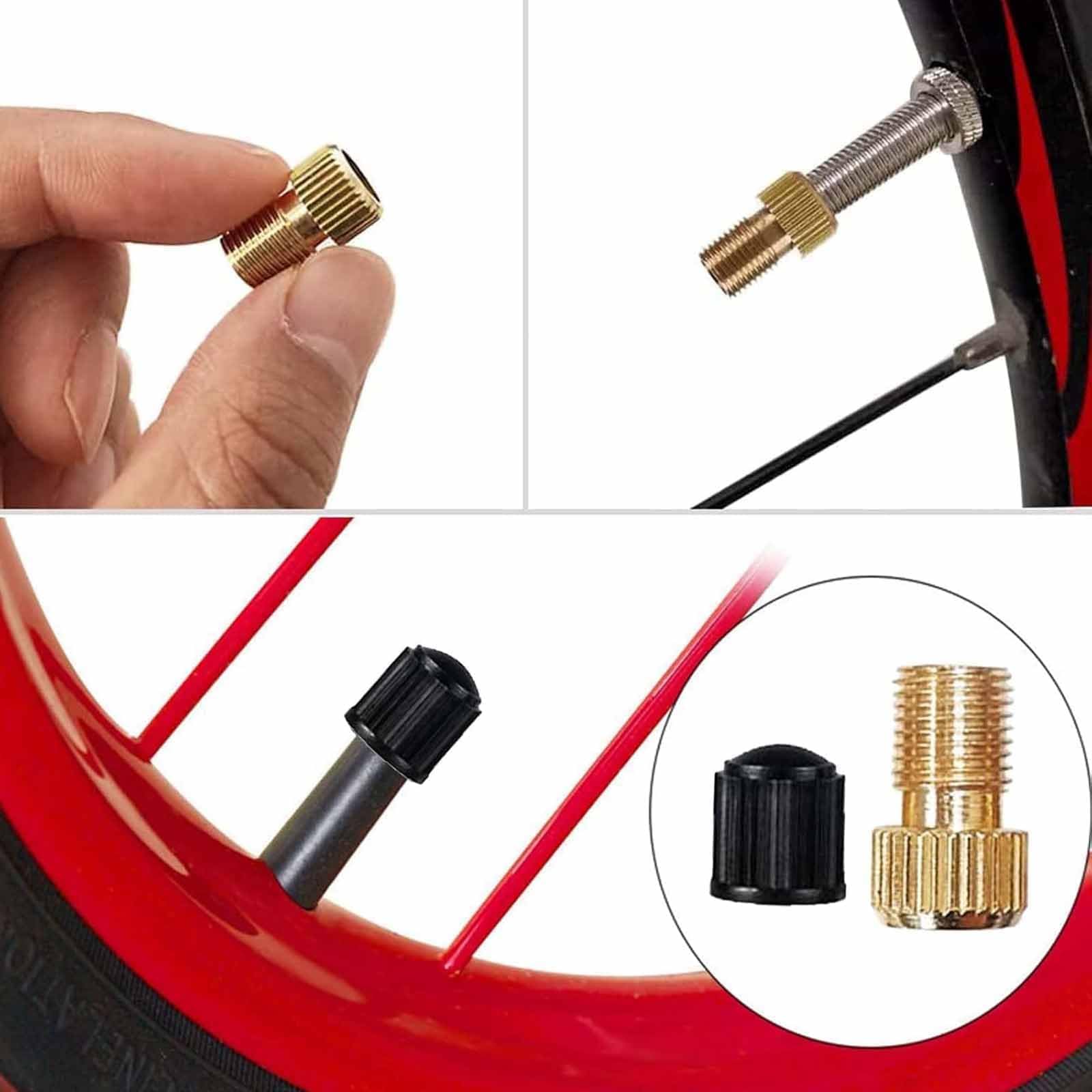 24 Stück Französisches Ventil Set – Presta-Ventile, Ventilkappen, Adapter & Schlüssel, Für Fahrrad & MTB 24 Stück Französisches Ventil Set – Presta-Ventile, Ventilkappen, Adapter & Schlüssel, Für Fahrrad & MTB