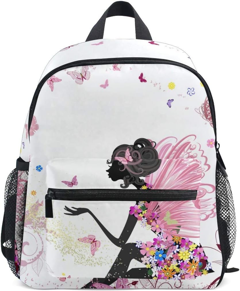 Kids School Backpack with Chest Strap,Flower Fairy And Butterflies