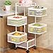 2-poziomowy wózek do przechowywania warzyw, obracany o 360°, stojący na podłodze, wielowarstwowy stojak do przechowywania owoców, warzyw, półki z kółkami, do biura, łazienki, pralni R (rozmiar: 5 warstw, kolor: biały)