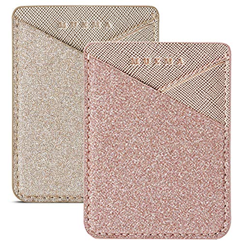 Card Holder for Back of Phone, Glitter Cell Phone Credit Card Holder Wallet Pocket Stick on Back iPhone