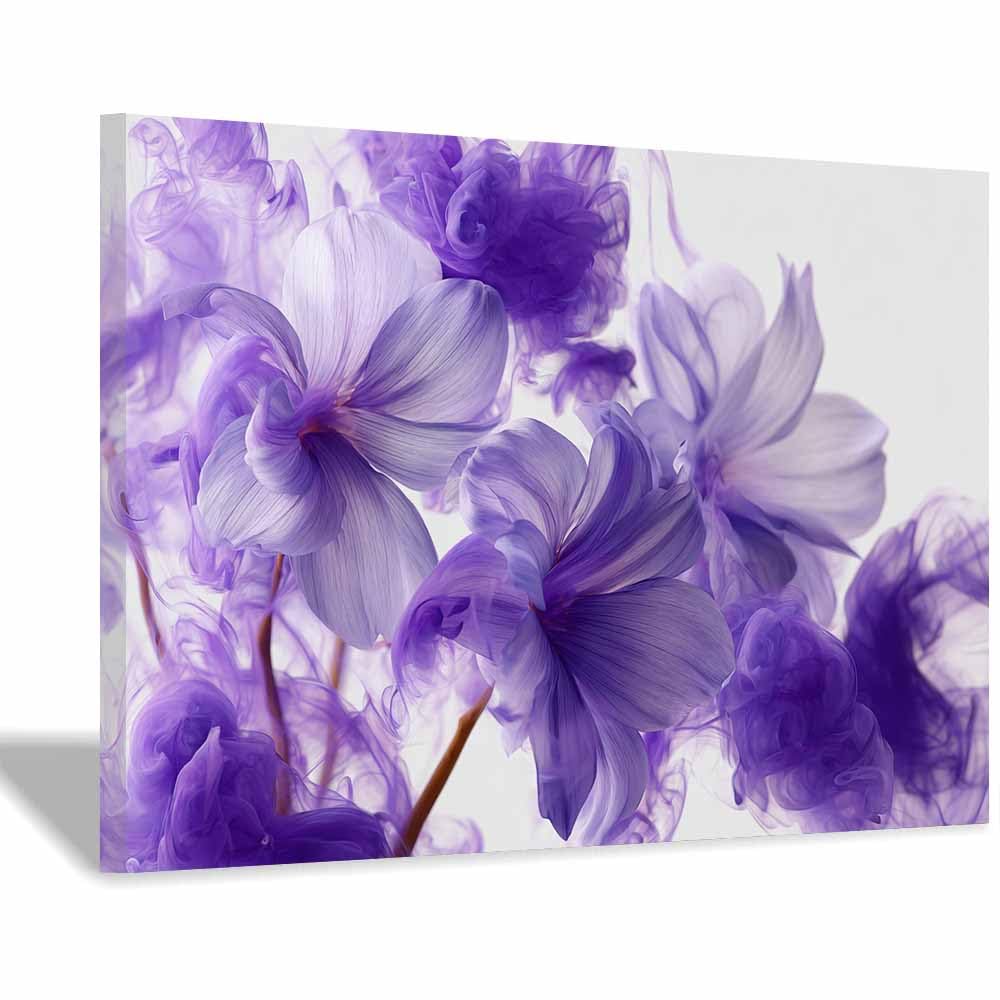 ZAMAEIU Nature Landscape Picture Purple Smoke Flowers Large Modern Scenic Painting, for Living Room Bedroom Bathroom Dinning Room Home Office Wall Decor(Purple;)-60x90cm Framed