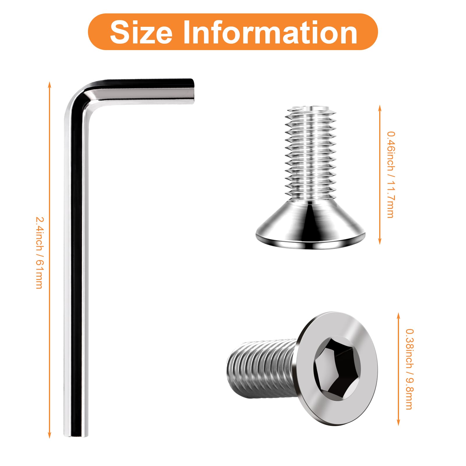 MVSSP Replacement Screws for Clipless Cleats – Compatible with Delta and SPD Styles for Spin Bikes (Clips Not Included) (Silver)