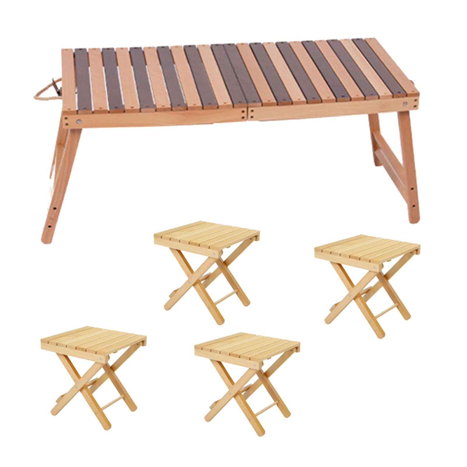 Table de pique-nique pliante portative avec chaises de camping en bois