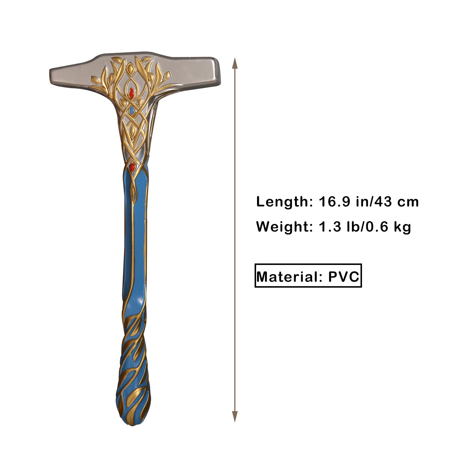 Claymeur 43 cm PVC Blue Elf Elven Hammer for Cosplay, Home Decor, Costume Accessories Props - Image 2
