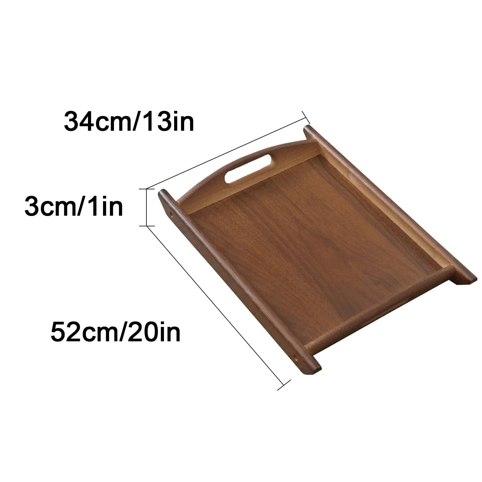 Bandejas de Madera, Bandeja Madera Rectangular para Mesas de Centro, Ideal para Desayunos, Mesas de Centro, Hogares y Restaurantes(52cmx34cmx3cm)