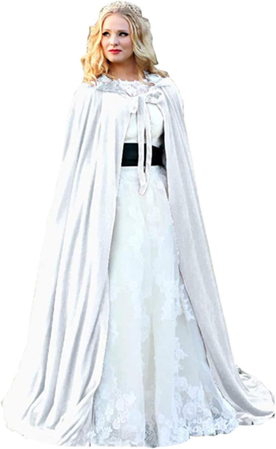 Burgundy Womens Wraps Elegant Velvet Hooded Wedding Cloak Winter Long Cape