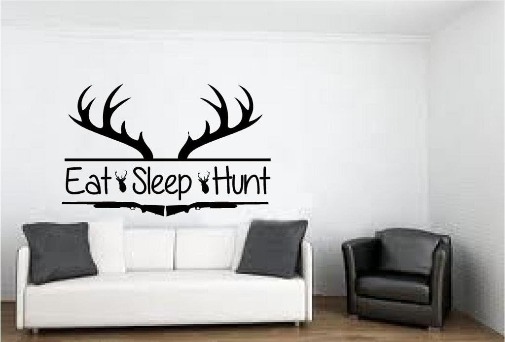 Eat Sleep Hunt Vinyl Wall Decal - Large, White