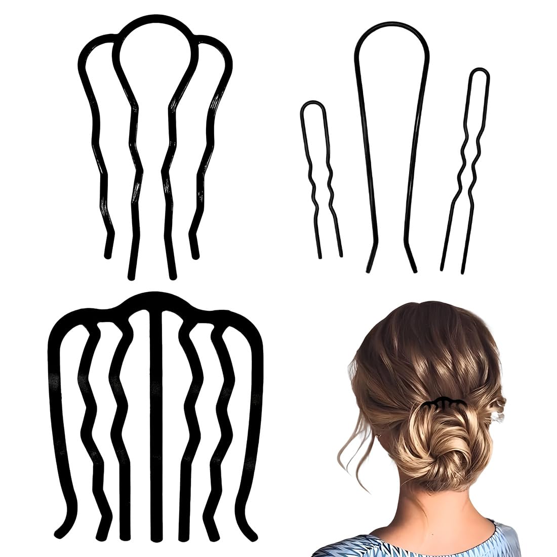 5 Piezas Peine Lateral del Pelo del Metal, Horquillas para el Cabello para Mujer, Peinetas para el Pelo, Peine Lateral, Pasador Francés, Peine de Diapositivas para Mujeres y Niñas, 3 Tamaños