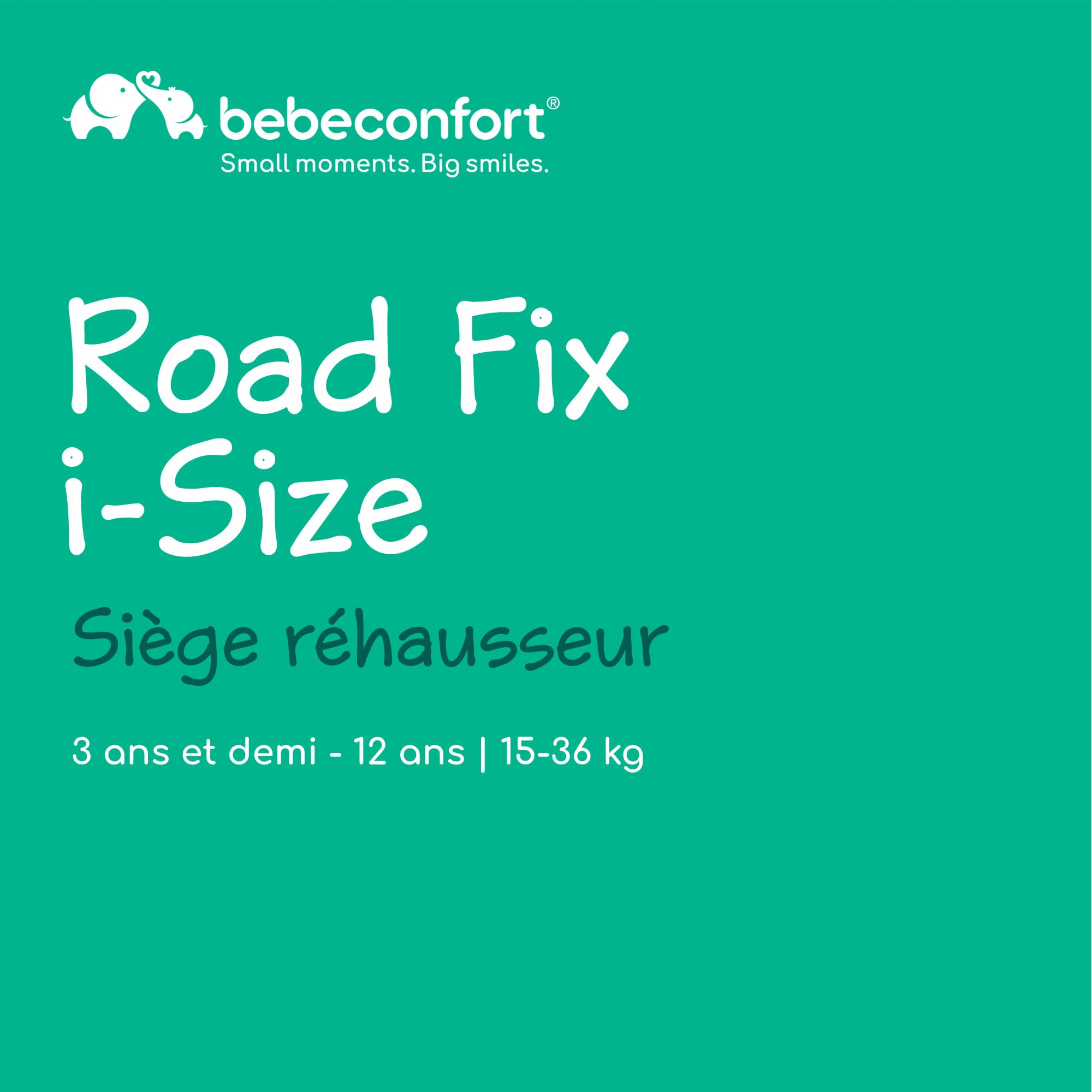 Bebeconfort RoadFix i-Size, Siège Auto Rehausseur à Dossier, 3,5-12 ans (100-150cm), Siège Auto ISOFIX, Pliable, Léger (4,4 kg), 14 Positions d'Appui-tête, Siège Rembourré, Tinted Black