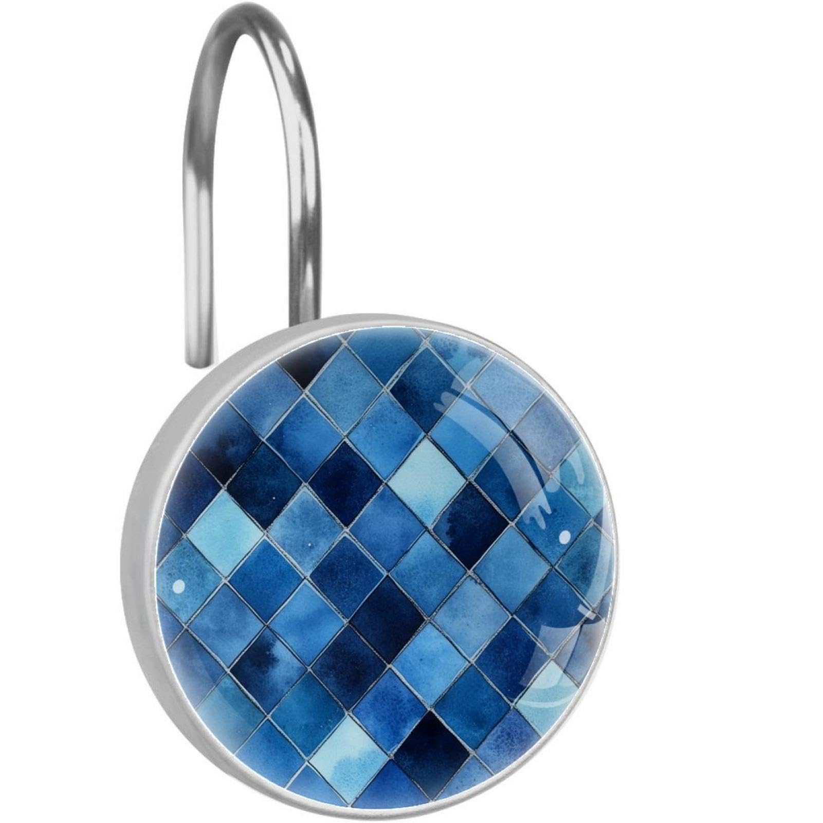 Crochets rideau de douche cristal haut de gamme lot de 12 anneaux décoratifs mosaïque