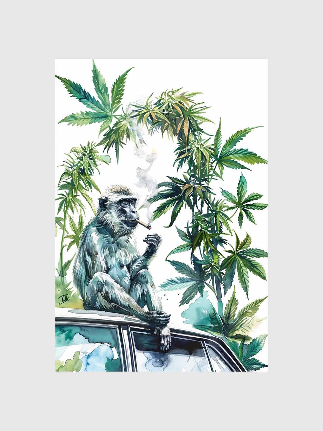 Amazon.com: ZYANART Animals Smoke Cannabis Funny Wall Art