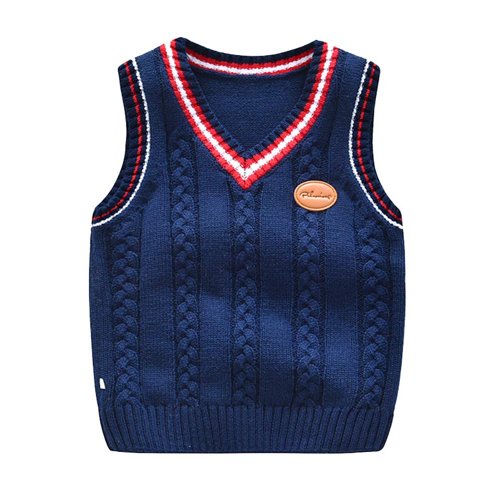 DaobaKIDS Chaleco de Punto para niños Camiseta sin Mangas sin Mangas Jerséis Jersey con Cuello en V Jersey para 1-7 años de Edad Otoño