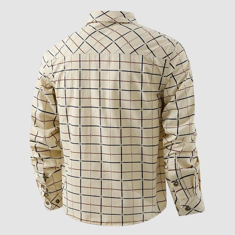 Chemise de travail en coton à carreaux pour homme coupe décontractée