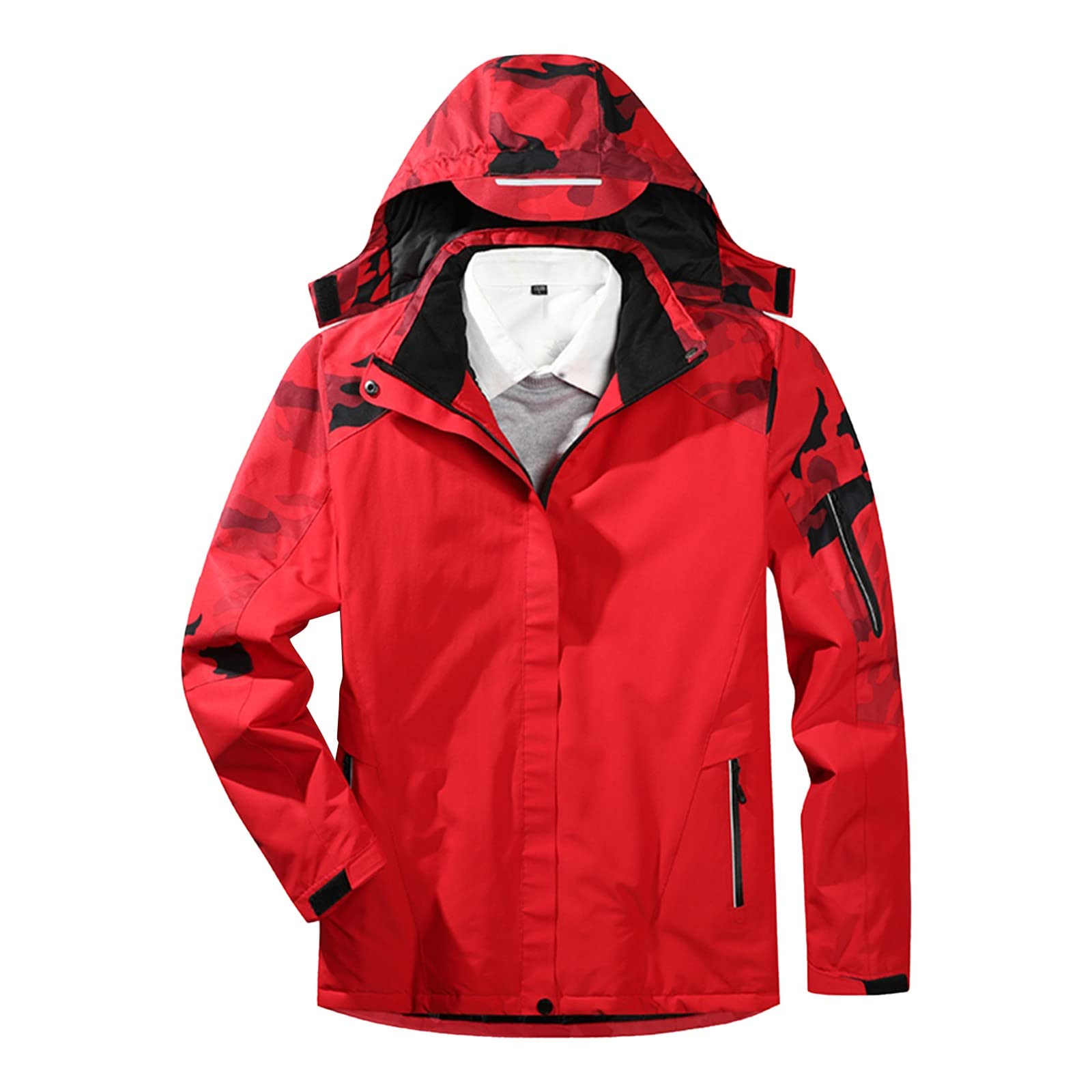 Heated Jacket Men's Heating Jacket 3-Zone USB Electric Heating Warm Winter Jacket Windproof Outdoor Coat with Hood Hooded Jacket Hooded Coat